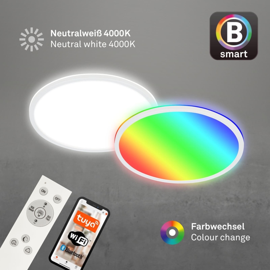 Briloner 7494016 - LED RGBW prigušivo stropno svjetlo SMART LED/22W/230V 4000K, promjer 42 cm, Wi-Fi Tuya + daljinski upravljač