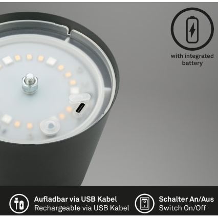 Briloner 7507015 - LED RGB Prigušiva punjiva vanjska stolna lampa 2u1 LED/2,5W/5V IP44 antracit