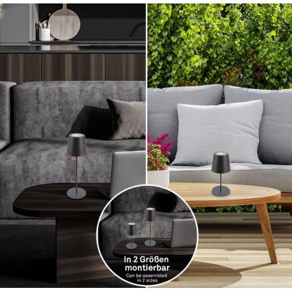 Briloner 7507015 - LED RGB prigušiva punjiva vanjska stolna svjetiljka 2 u 1 LED/2,5W/5V IP44 1200 mAh antracit