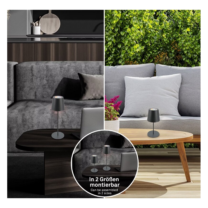 Briloner 7507015 - LED RGB prigušiva punjiva vanjska stolna svjetiljka 2 u 1 LED/2,5W/5V IP44 1200 mAh antracit