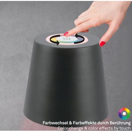 Briloner 7507015 - LED RGB prigušiva punjiva vanjska stolna svjetiljka 2 u 1 LED/2,5W/5V IP44 1200 mAh antracit