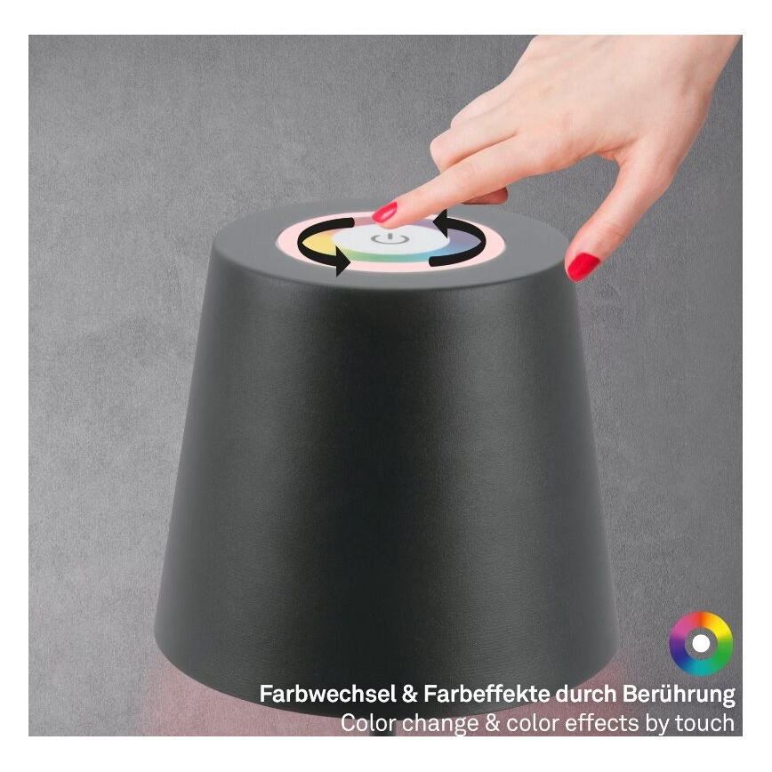 Briloner 7507015 - LED RGB prigušiva punjiva vanjska stolna svjetiljka 2 u 1 LED/2,5W/5V IP44 1200 mAh antracit