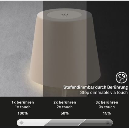 Briloner 7508011 - LED Prigušiva punjiva vanjska stolna lampa 2u1 LED/2,5W/5V IP44 bež