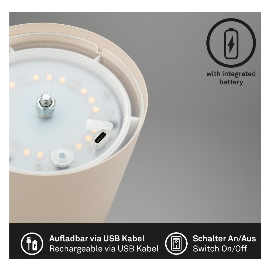 Briloner 7508011 - LED Prigušiva punjiva vanjska stolna lampa 2u1 LED/2,5W/5V IP44 bež