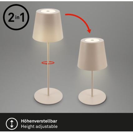 Briloner 7508011 - LED Prigušiva punjiva vanjska stolna lampa 2u1 LED/2,5W/5V IP44 bež