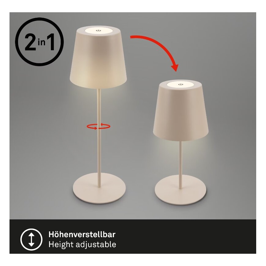 Briloner 7508011 - LED Prigušiva punjiva vanjska stolna lampa 2u1 LED/2,5W/5V IP44 bež