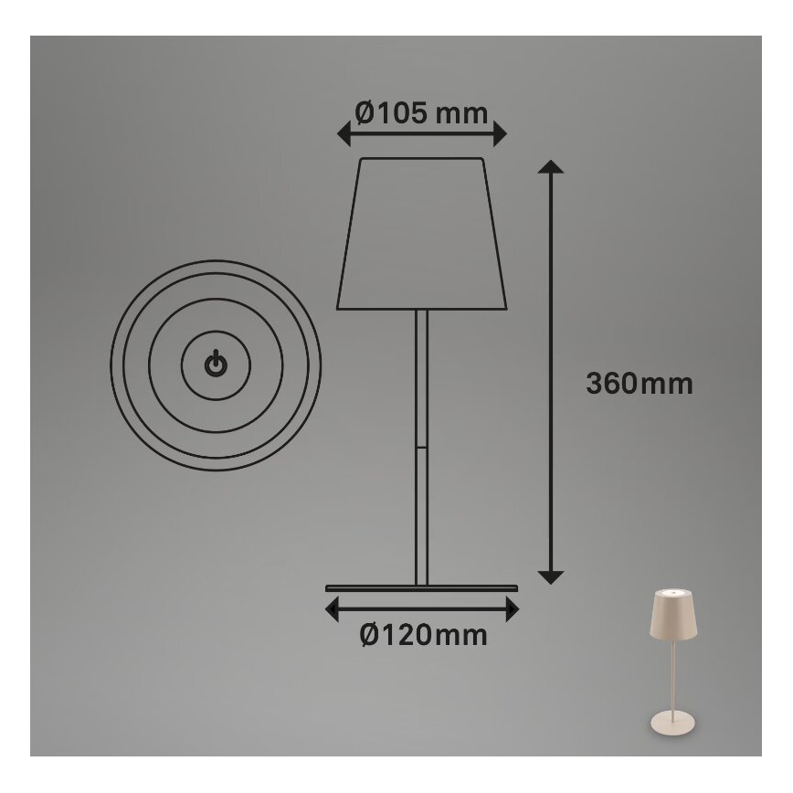 Briloner 7508011 - LED Prigušiva punjiva vanjska stolna lampa 2u1 LED/2,5W/5V IP44 bež