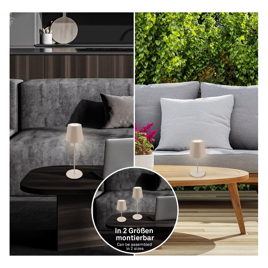 Briloner 7508011 - LED s mogućnošću prigušivanja punjiva vanjska stolna lampa 2 u 1 LED/2,5W/5V IP44 1200 mAh bež