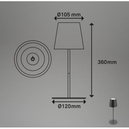 Briloner 7508015 - LED Prigušiva punjiva vanjski stolna lampa 2u1 LED/2,5W/5V IP44 crna