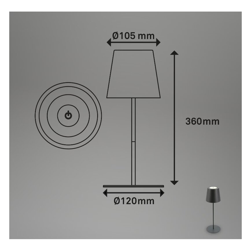 Briloner 7508015 - LED Prigušiva punjiva vanjski stolna lampa 2u1 LED/2,5W/5V IP44 crna