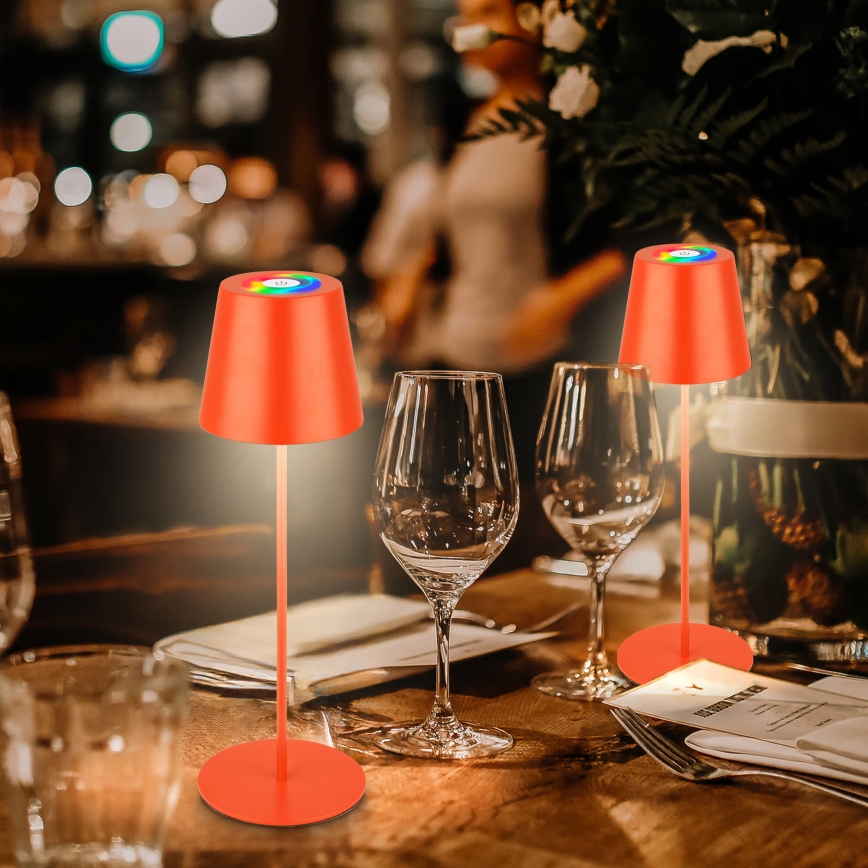 Briloner 7510012 - LED RGBW prigušiva vanjska punjiva stolna lampa CALIDA LED/2,5W/5V IP44 1200 mAh narančasta