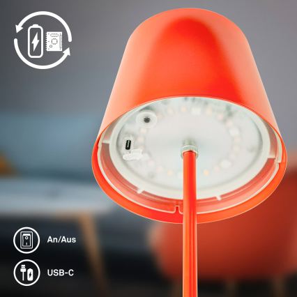 Briloner 7510012 - LED RGBW prigušiva vanjska punjiva stolna lampa CALIDA LED/2,5W/5V IP44 1200 mAh narančasta