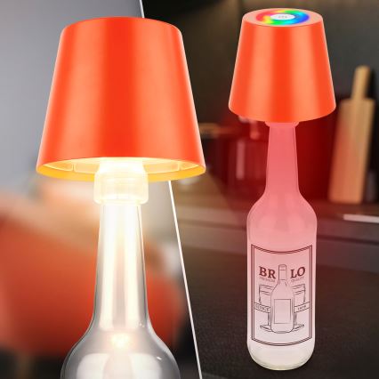 Briloner 7510012 - LED RGBW prigušiva vanjska punjiva stolna lampa CALIDA LED/2,5W/5V IP44 1200 mAh narančasta