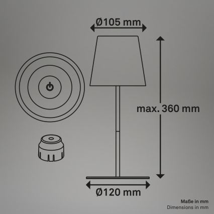 Briloner 7510012 - LED RGBW prigušiva vanjska punjiva stolna lampa CALIDA LED/2,5W/5V IP44 1200 mAh narančasta
