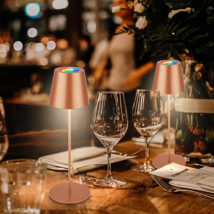 Briloner 7510013 - LED RGBW s mogućnošću prigušivanja punjiva vanjska stolna svjetiljka CALIDA LED/2,5W/5V IP44 1200 mAh brončana