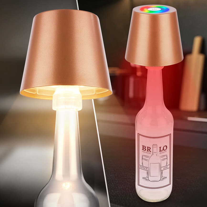 Briloner 7510013 - LED RGBW s mogućnošću prigušivanja punjiva vanjska stolna svjetiljka CALIDA LED/2,5W/5V IP44 1200 mAh brončana