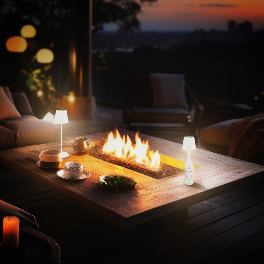 Briloner 7510016 - LED RGBW s mogućnošću prigušivanja vanjska punjiva stolna svjetiljka CALIDA LED/2,5W/5V IP44 1200 mAh bijela