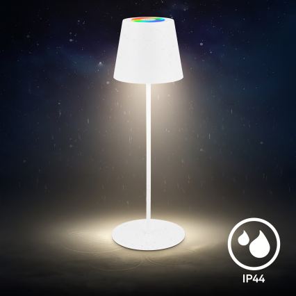 Briloner 7510016 - LED RGBW s mogućnošću prigušivanja vanjska punjiva stolna svjetiljka CALIDA LED/2,5W/5V IP44 1200 mAh bijela