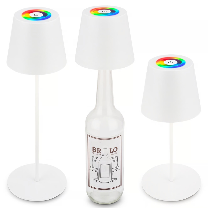 Briloner 7510016 - LED RGBW s mogućnošću prigušivanja vanjska punjiva stolna svjetiljka CALIDA LED/2,5W/5V IP44 1200 mAh bijela