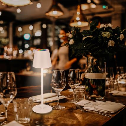 Briloner 7517016 - CILANO vanjska punjiva stolna LED svjetiljka RGBW, prigušiva, LED/3W/5V, IP44, 2000 mAh, bijela