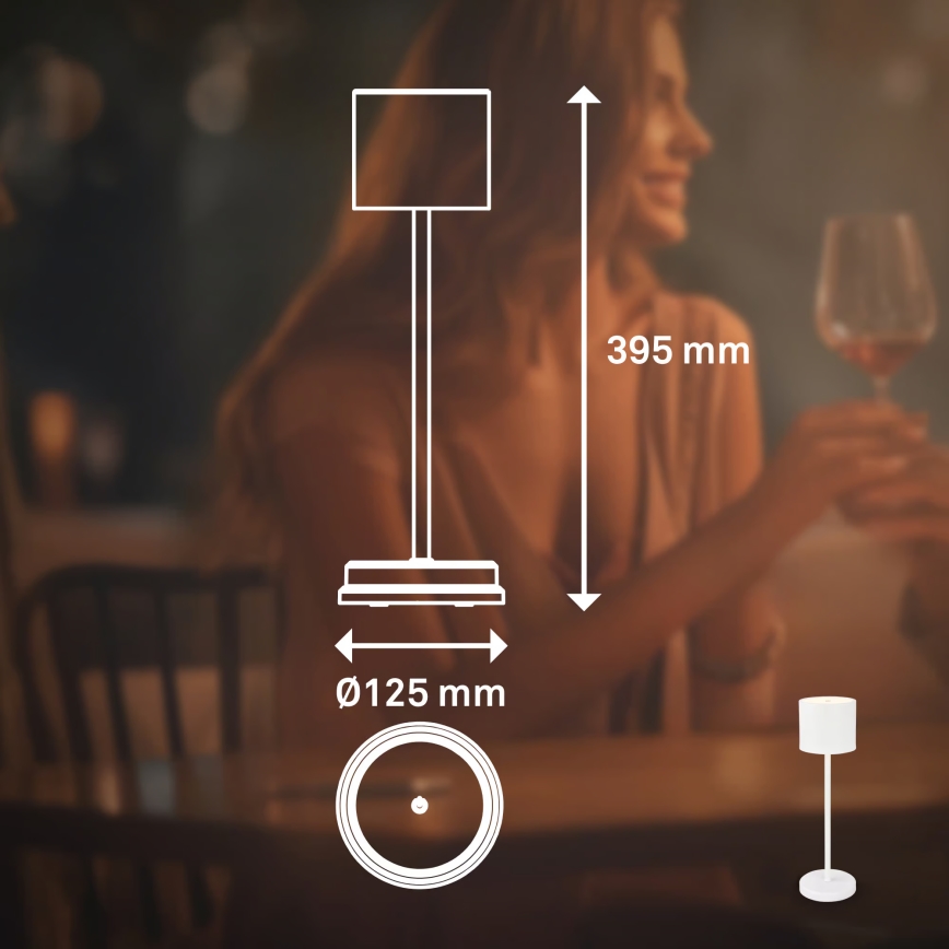 Briloner 7521016 - LED prigušiva punjiva vanjska stolna svjetiljka SIGO LED/2,5W/5V IP44 2600 mAh bijela