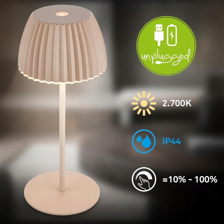 Briloner 7552-011 - LED punjiva dodirna vanjska stolna lampa MINI s mogućnošću prigušivanja LED/1,5W/5V IP44 1800 mAh bež