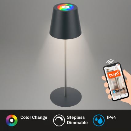 Briloner 7559015 - LED RGB s prigušivanjem punjiva vanjska stolna svjetiljka COLORIS LED/3,5W/5V IP44 2000 mAh antracit Wi-Fi Tuya