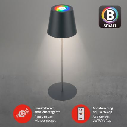 Briloner 7559015 - LED RGB s prigušivanjem punjiva vanjska stolna svjetiljka COLORIS LED/3,5W/5V IP44 2000 mAh antracit Wi-Fi Tuya