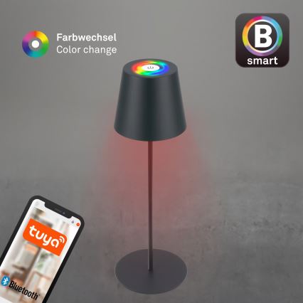 Briloner 7559015 - LED RGB s prigušivanjem punjiva vanjska stolna svjetiljka COLORIS LED/3,5W/5V IP44 2000 mAh antracit Wi-Fi Tuya