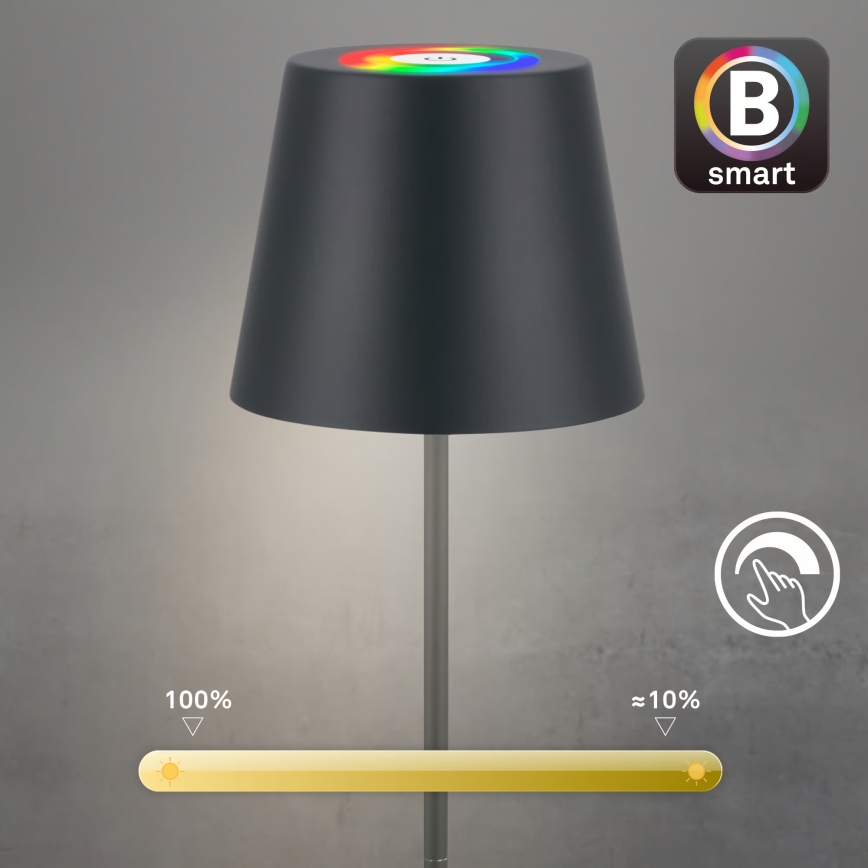 Briloner 7559015 - LED RGB s prigušivanjem punjiva vanjska stolna svjetiljka COLORIS LED/3,5W/5V IP44 2000 mAh antracit Wi-Fi Tuya