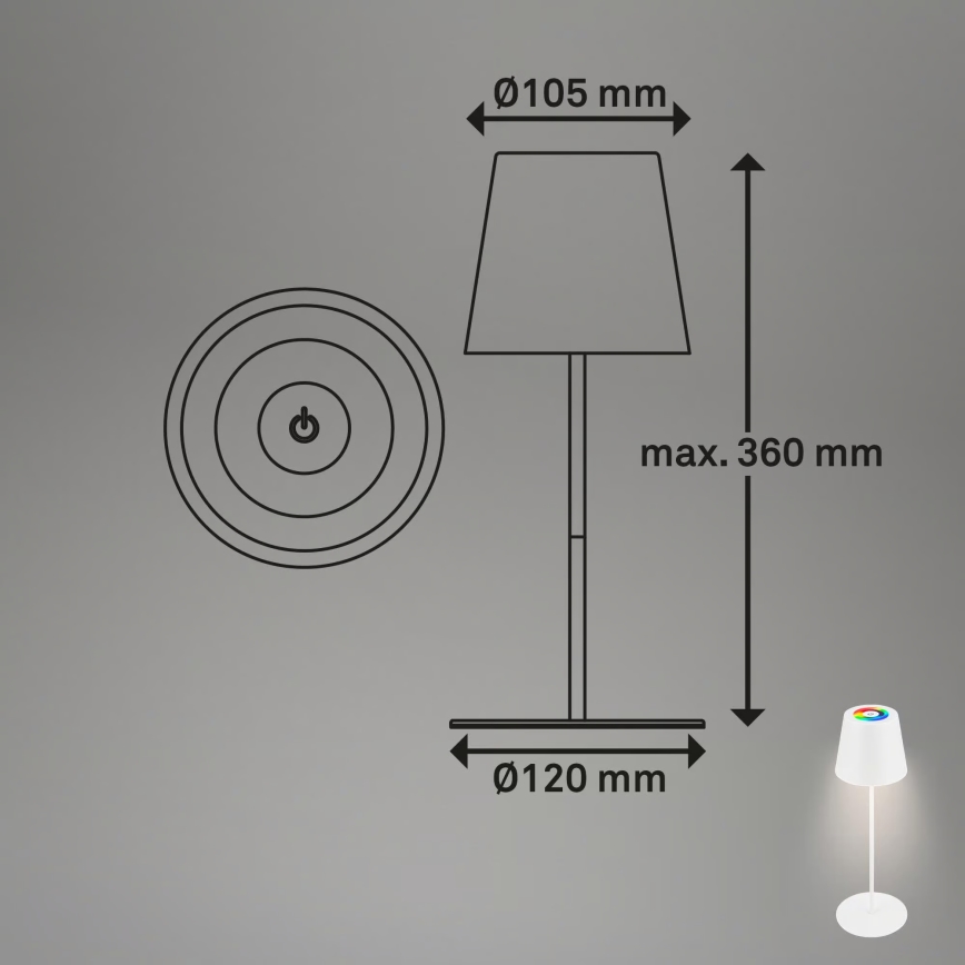 Briloner 7559016 - LED RGB s podesivom svjetlinom punjiva vanjska stolna svjetiljka COLORIS LED/3,5W/5V IP44 2000 mAh Wi-Fi Tuya