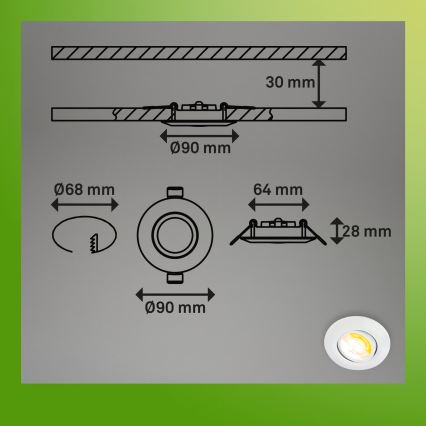 Briloner 7586036 - KOMPLET 3x LED ugradnih svjetiljki za kupaonicu KLIRA 1xLED/4,9W/230V 2500/3000/4000K IP23 bijela