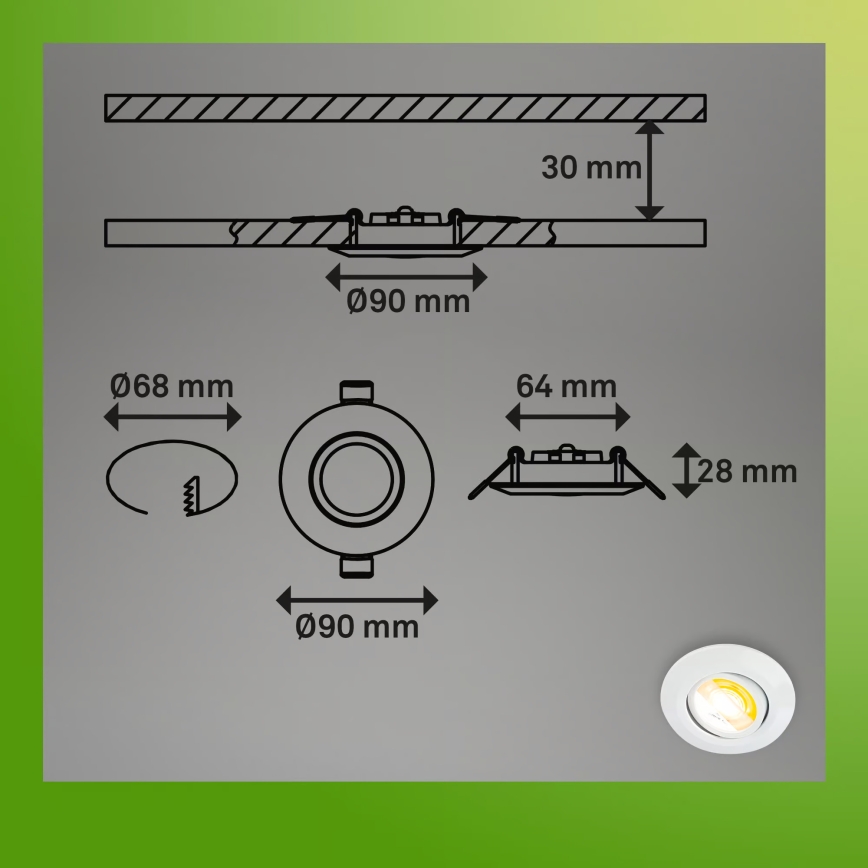 Briloner 7586036 - KOMPLET 3x LED ugradnih svjetiljki za kupaonicu KLIRA 1xLED/4,9W/230V 2500/3000/4000K IP23 bijela