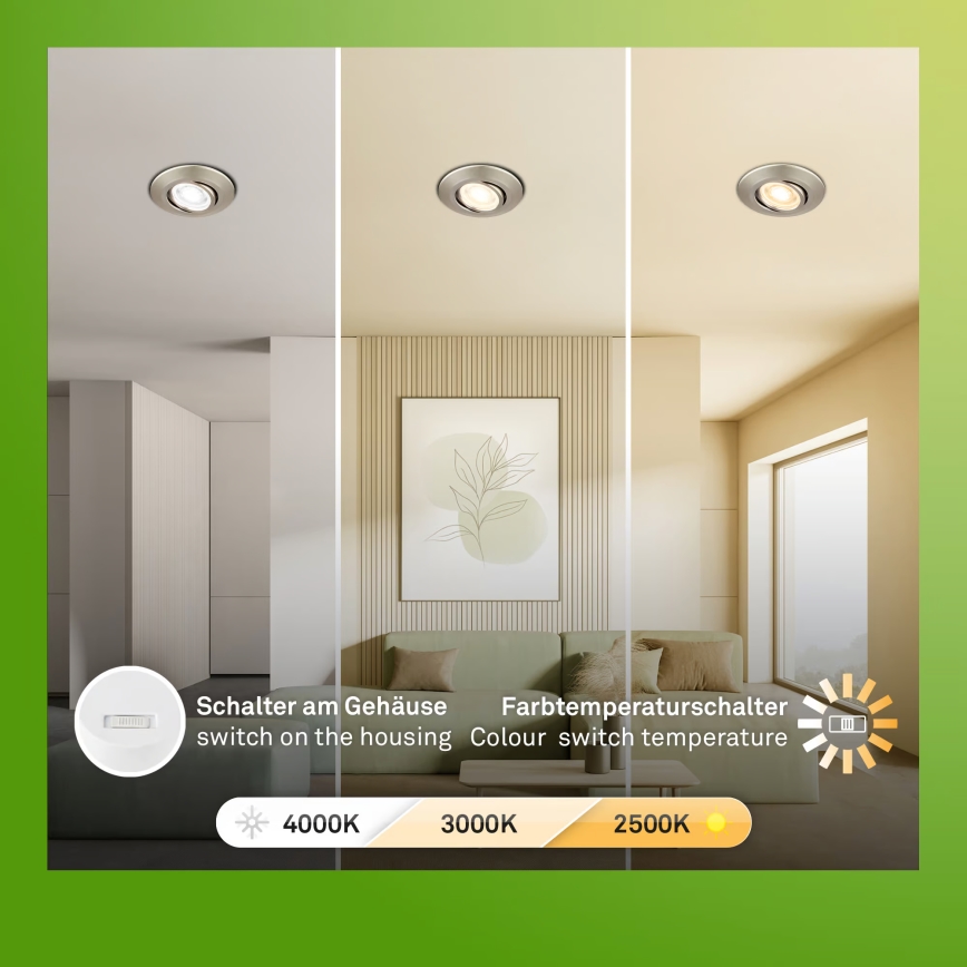 Briloner 7587032 - KOMPLET 3x LED zatemnjivo kupaonsko ugradno svjetlo KLIRA 1xLED/4,9W/230V 2500/3000/4000K IP23 matni krom