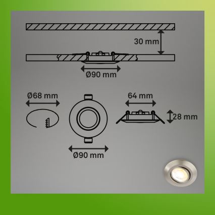 Briloner 7587032 - SET 3x LED prigušive kupaonske ugradne svjetiljke KLIRA LED/4,9W/230V 2500/3000/4000K IP23 matni krom