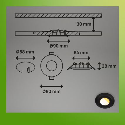 Briloner 7588035 - SET 3x LED kupaonska ugradna stropna svjetiljka KLIRA LED/4,9W/230V 2500/3000/4000K IP44 crna