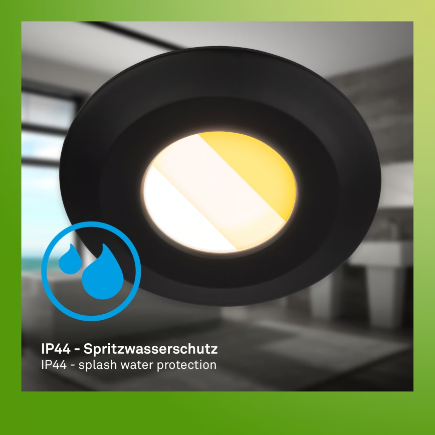 Briloner 7589035 - SET 3x LED prigušivo ugradno stropno svjetlo za kupaonicu KLIRA LED/4,9W/230V 2500/3000/4000K IP44 crna