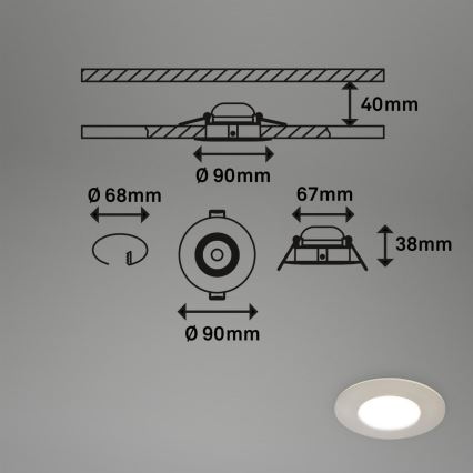 Briloner 7598032 - SET 3x LED kupaonska ugradbena svjetiljka LED/4,9W/230V IP44 2700/4000/6500K mat krom