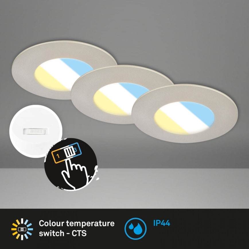 Briloner 7598032 - SET 3x LED Ugradbena svjetiljka za kupaonicu LED/4,9W/230V IP44 2700/4000/6500K mat krom