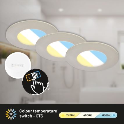 Briloner 7598032 - SET 3x LED Ugradbena svjetiljka za kupaonicu LED/4,9W/230V IP44 2700/4000/6500K mat krom