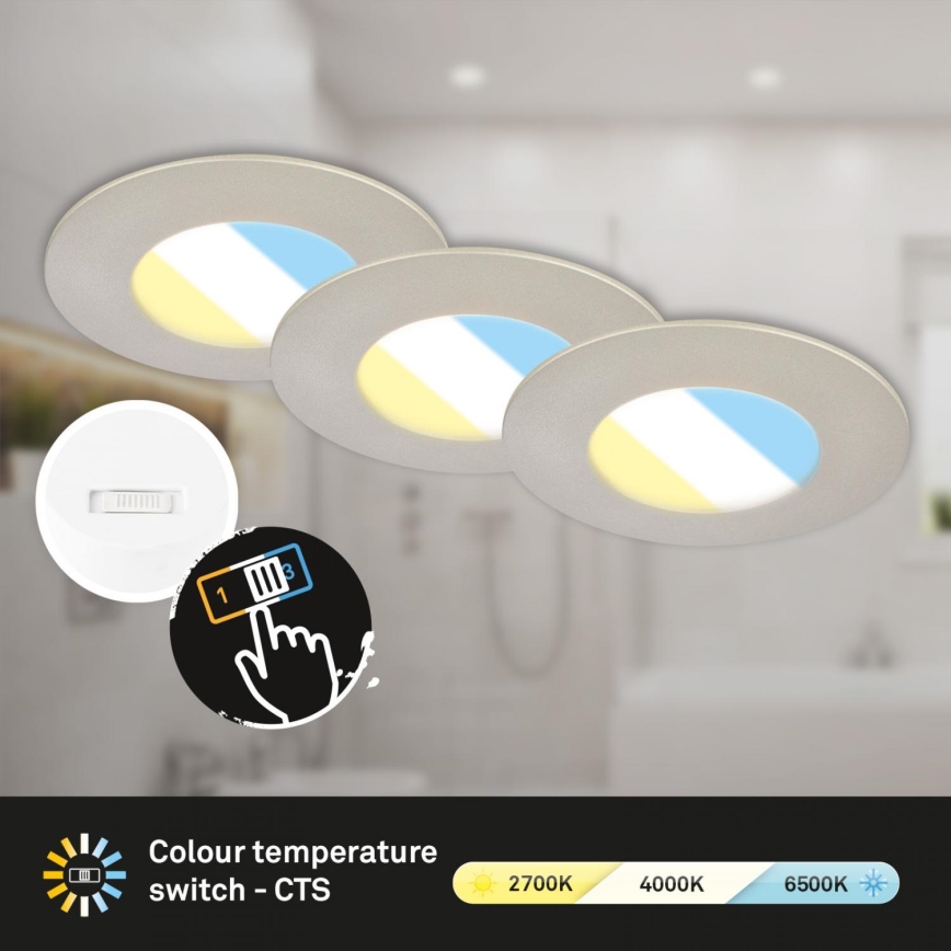 Briloner 7598032 - SET 3x LED Ugradbena svjetiljka za kupaonicu LED/4,9W/230V IP44 2700/4000/6500K mat krom