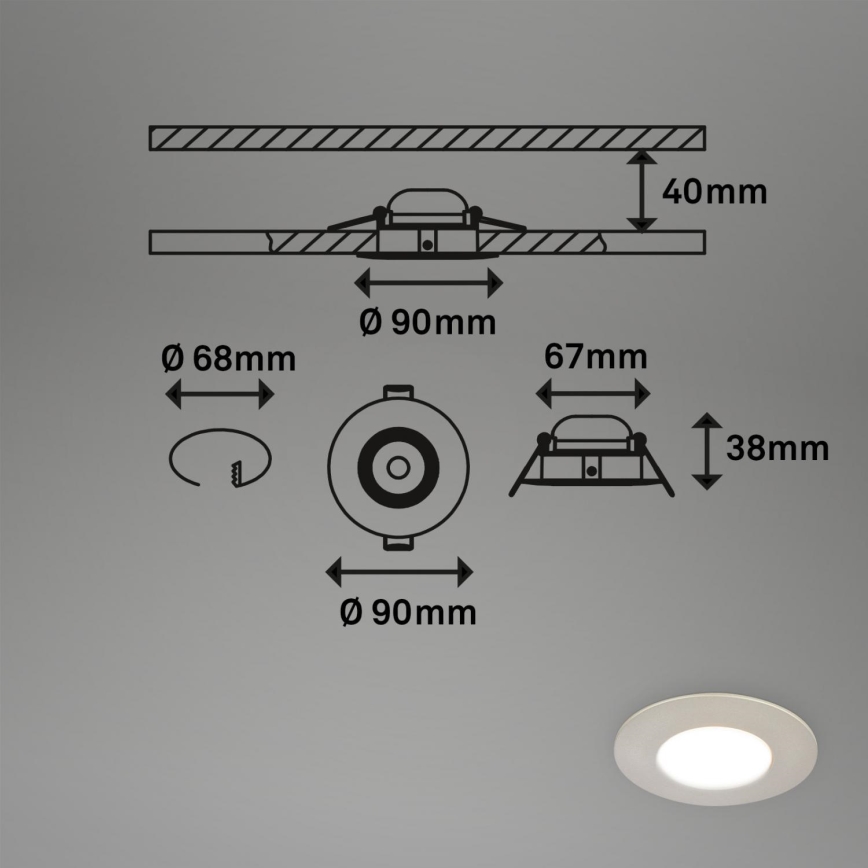 Briloner 7598032 - SET 3x LED Ugradbena svjetiljka za kupaonicu LED/4,9W/230V IP44 2700/4000/6500K mat krom