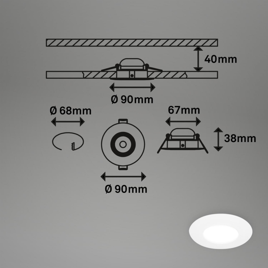 Briloner 7598036 - SET 3x LED Ugradbena svjetiljka za kupaonicu LED/4,9W/230V IP44 2700/4000/6500K bijela