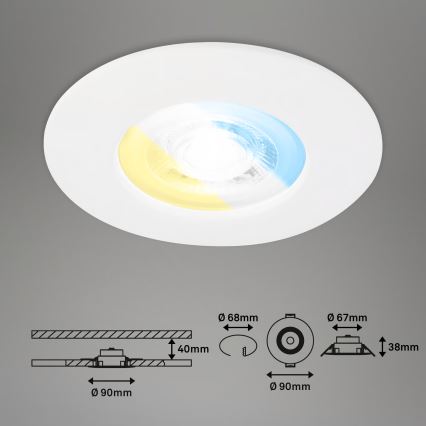 Briloner 7605036 - Komplet 3x LED kupaonsko ugradno stropno svjetlo LED/4,9W/230V 2700/4000/6500K IP44 bijelo