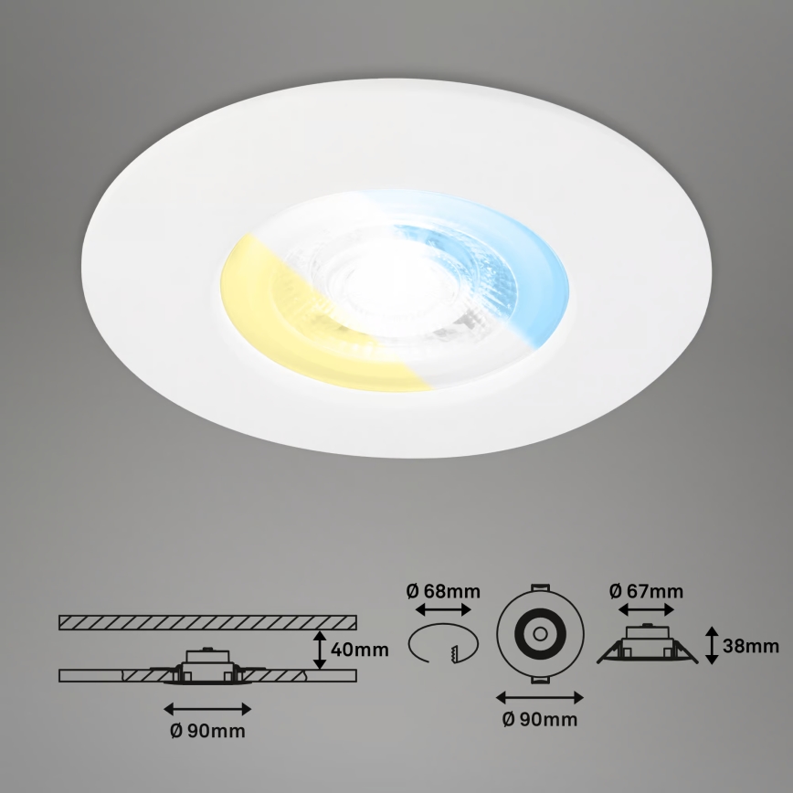 Briloner 7605036 - Komplet 3x LED kupaonsko ugradno stropno svjetlo LED/4,9W/230V 2700/4000/6500K IP44 bijelo