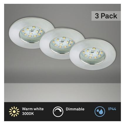 Briloner 8316-039-SET 3x LED Prigušiva ugradbena svjetiljka za kupaonicu LED/5,5W/230V IP44