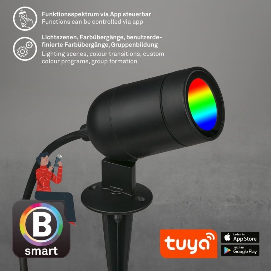 Briloner - LED RGBW Prigušiva vanjska svjetiljka LED/4,4W/230V 2700/4000/6500K IP44 Wi-Fi Tuya