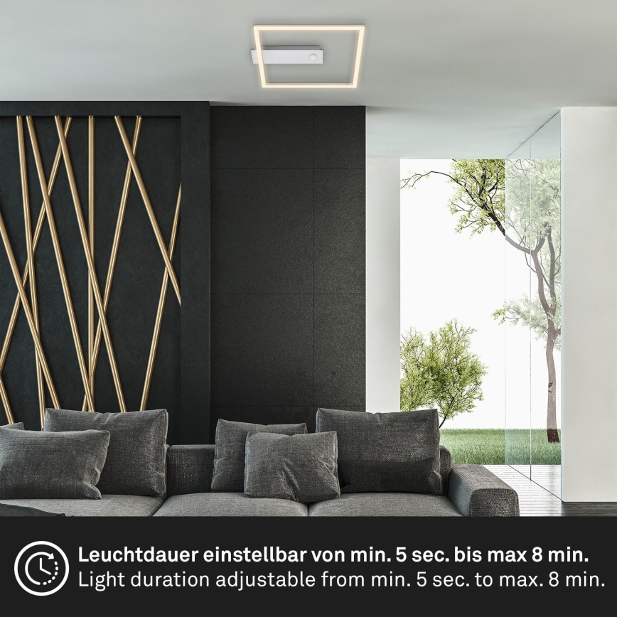 Briloner - LED stropna svjetiljka s detektorom pokreta i sumraka FRAME LED/14W/230V 3000K 30x32 cm matni krom