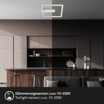 Briloner - LED stropna svjetiljka s detektorom pokreta i sumraka FRAME LED/14W/230V 3000K 30x32 cm matni krom