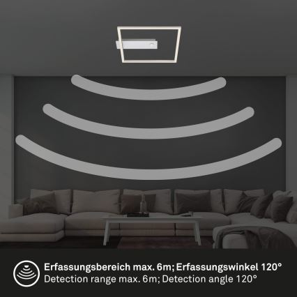 Briloner - LED stropna svjetiljka s detektorom pokreta i sumraka FRAME LED/14W/230V 3000K 30x32 cm matni krom